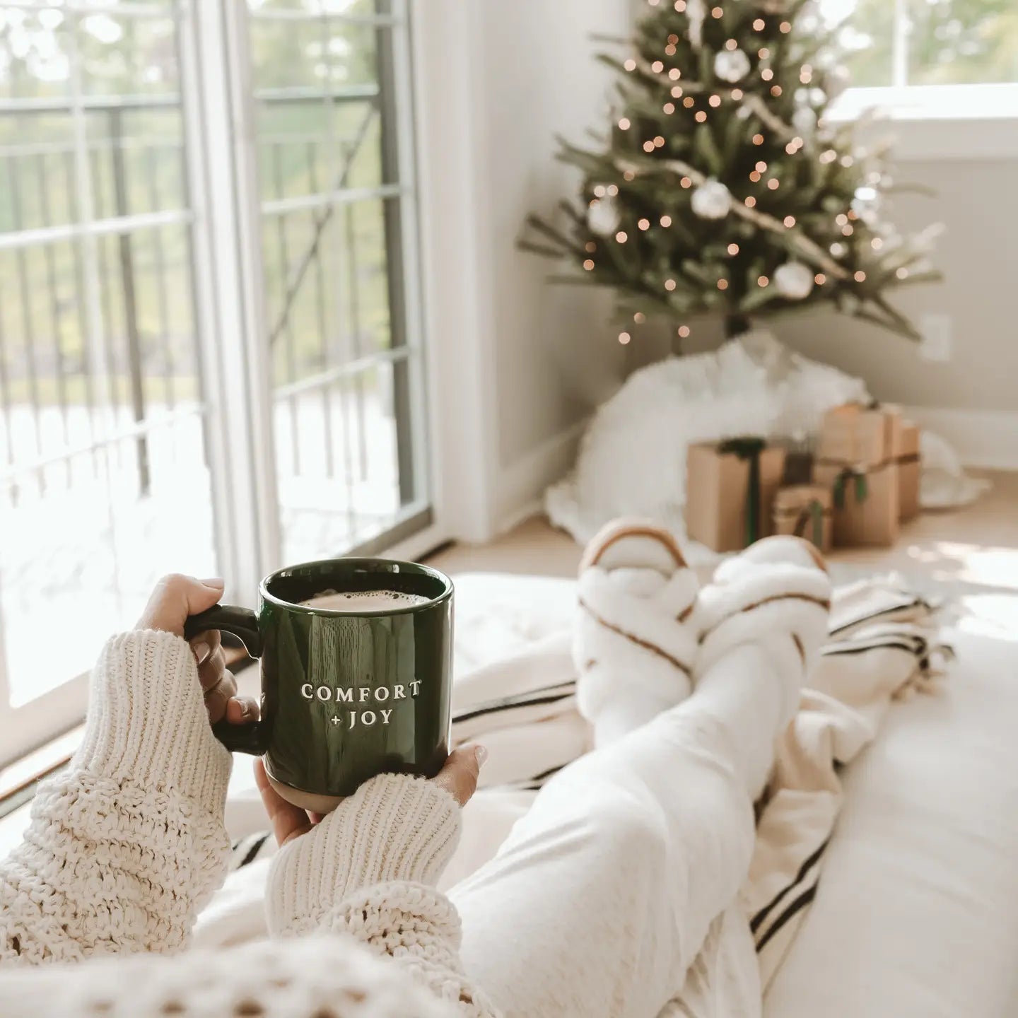 Comfort and Joy Green Stone Mug