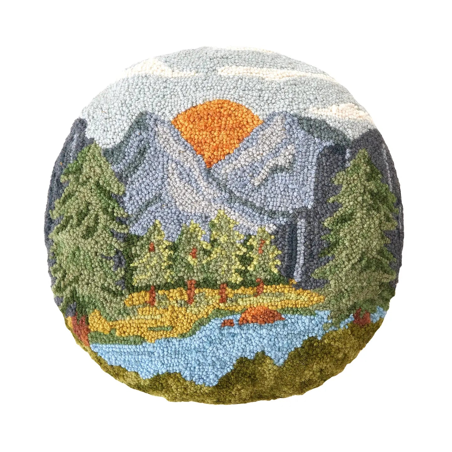 Sunset River Mountains Nature Hook Throw Pillow