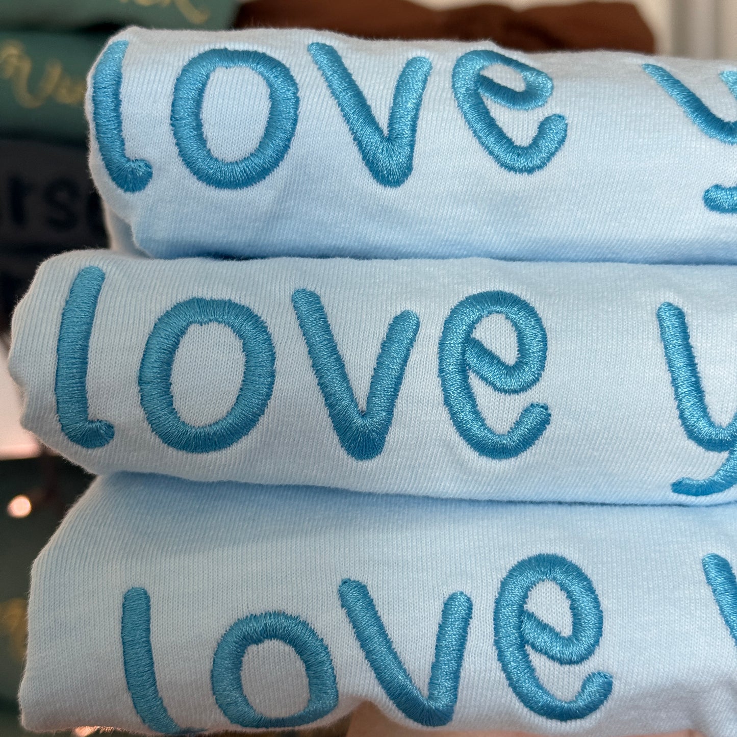 Baby Blue Embroidered Love Yourself T-shirt