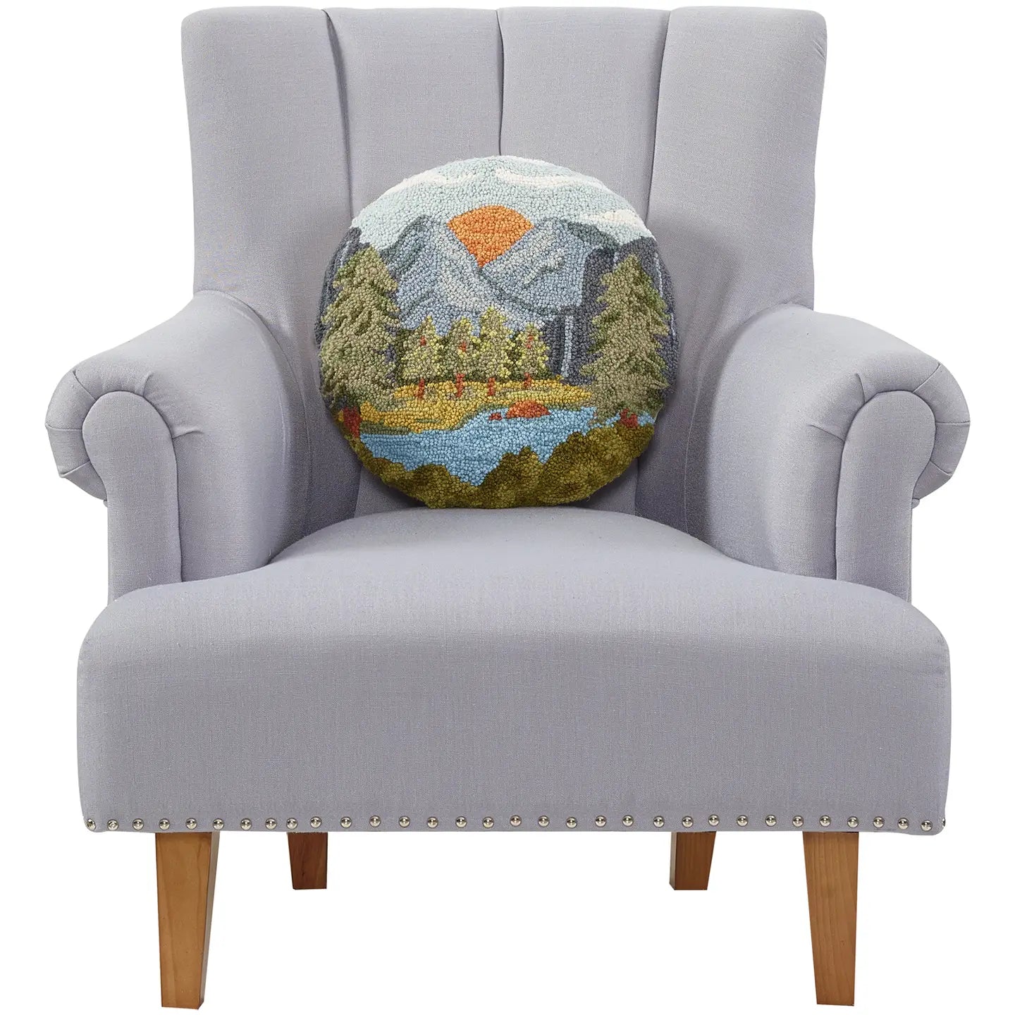 Sunset River Mountains Nature Hook Throw Pillow