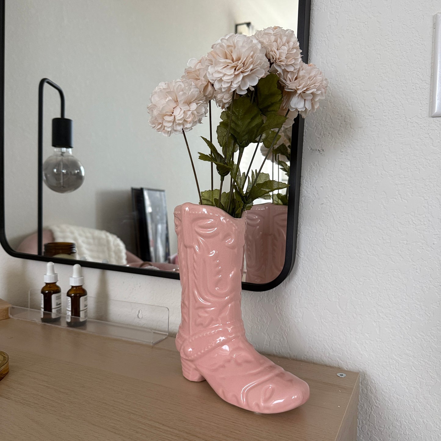 Pink Cowboy Boot Ceramic Vase