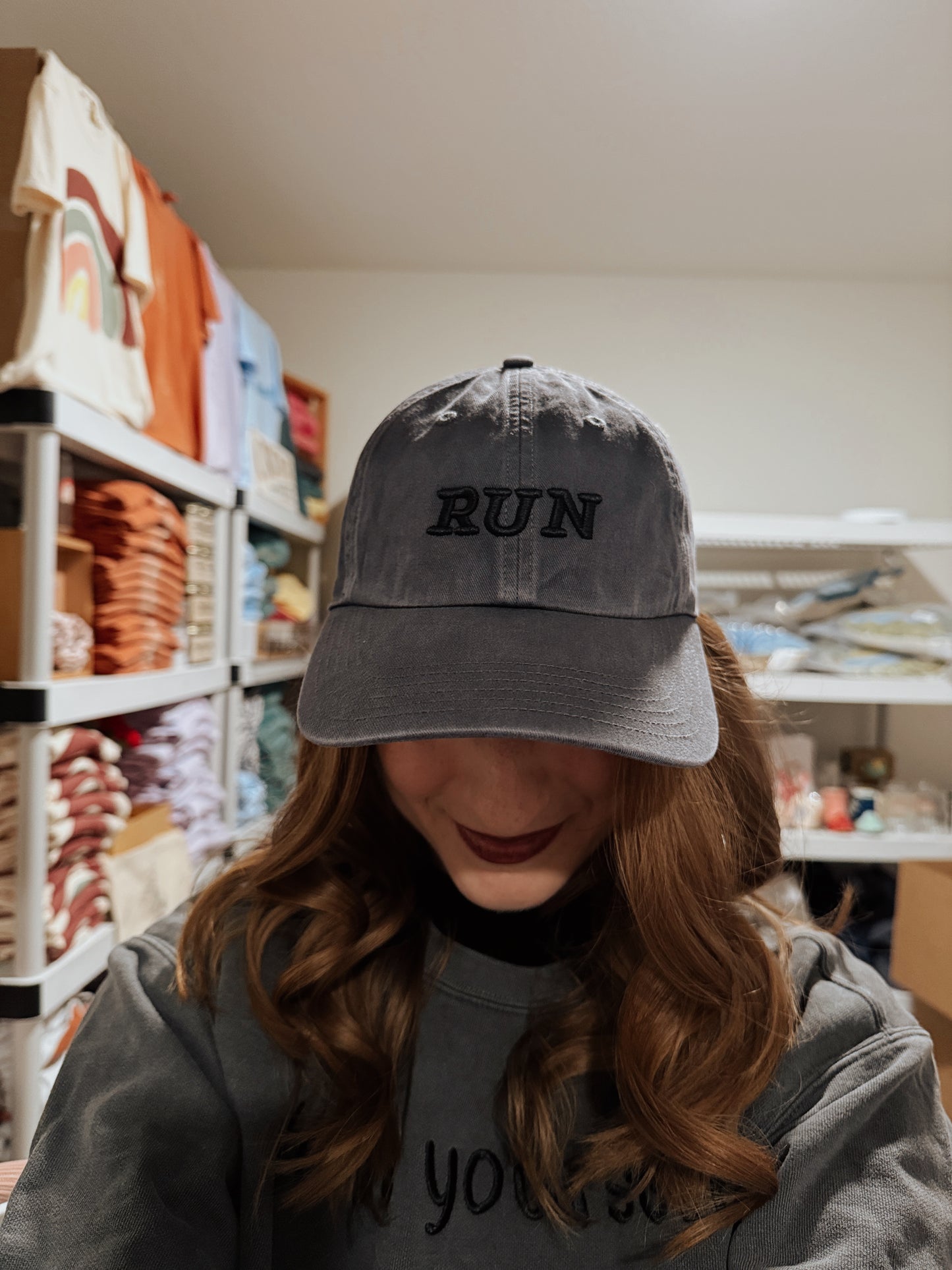 Run Keep Going Embroidered Dad Cap Hat