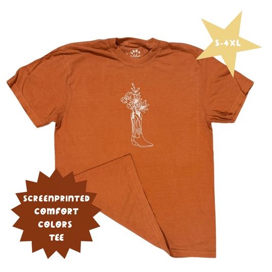 Orange Wildflower Cowboy Boot Bouquet T-Shirt