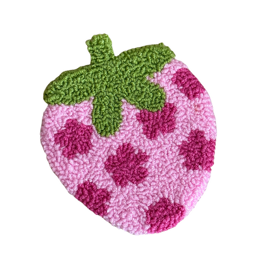 Pink Red Strawberry Mug Rug